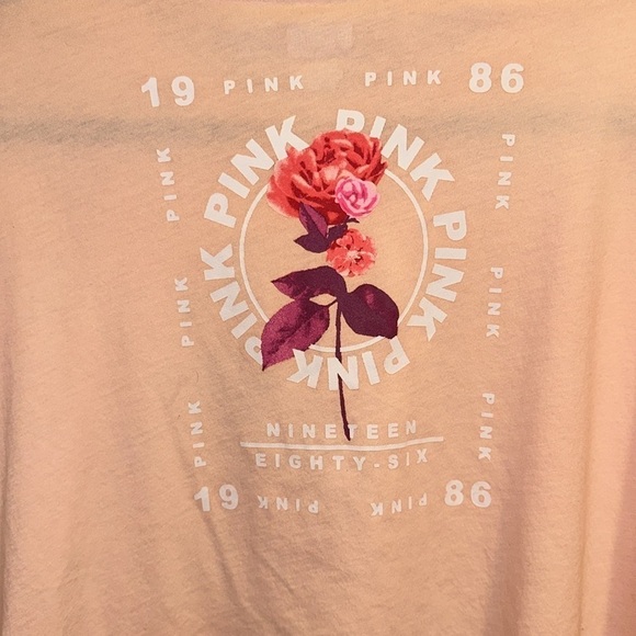 Victoria’s Secret PINK Long Sleeved Cropped T-shirt With Flower Graphic Size L - Picture 4 of 4